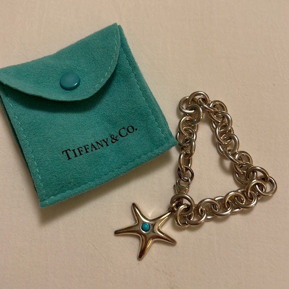 Tiffany’s Sterling Silver Rolo Link Turquoise Starfish Bracelet - Picture 4 of 5